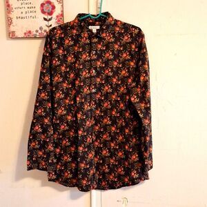 BAR III Men's button up collared cotton flower print slim fit shirt size large